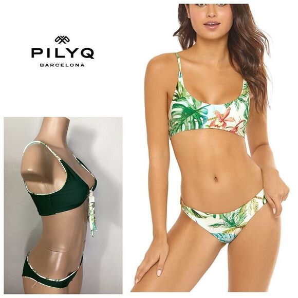 New. Pilyq PQ tropical reversible bandeau bikini set. M-top/S-bottom. Retails $1 - Picture 13 of 13